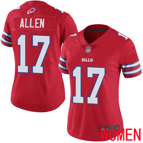 Women Buffalo Bills 17 Josh Allen Limited Red Rush Vapor Untouchable NFL Jersey